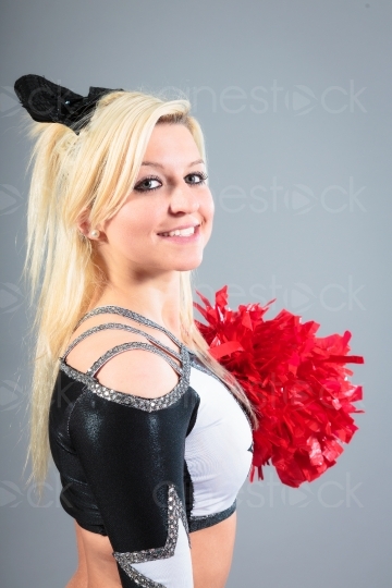 Blonder Cheerleader mit Puschel 20120506_0311 