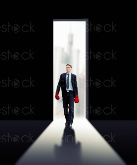 Geschäftsmann geht durch eine Tür 20130503
