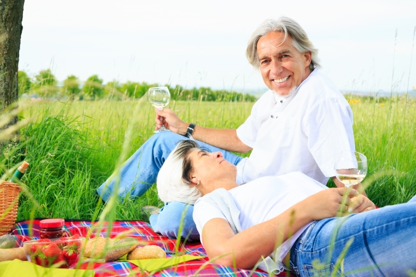 Rentner genießen Wein beim Picknick 20120525_0262 