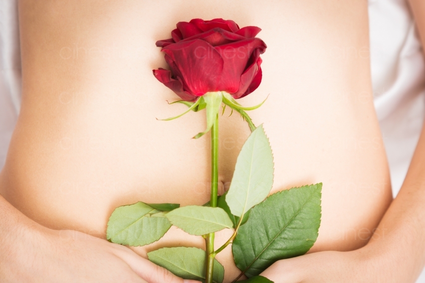 Rote Rose vor einem Körper 20121130